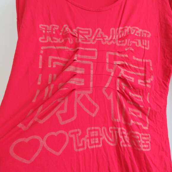 VINTAGE Y2K HARAJUKU LOVERS Red Stretch Logo Ruched Tunic Dress - Size L - Picture 4 of 14